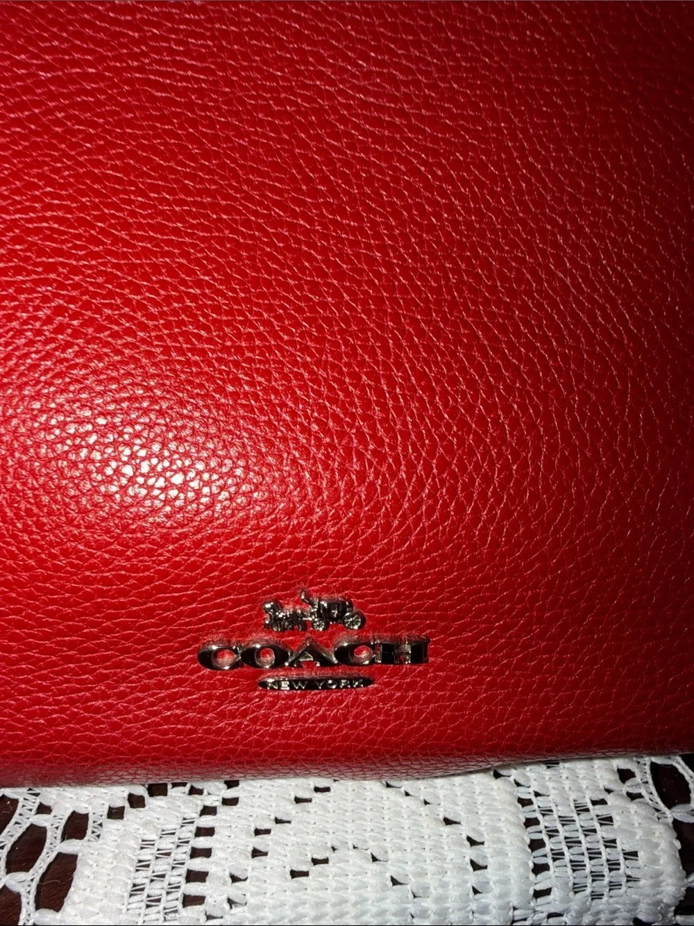 Coach Red Pebble Leather Shoulder Hobo